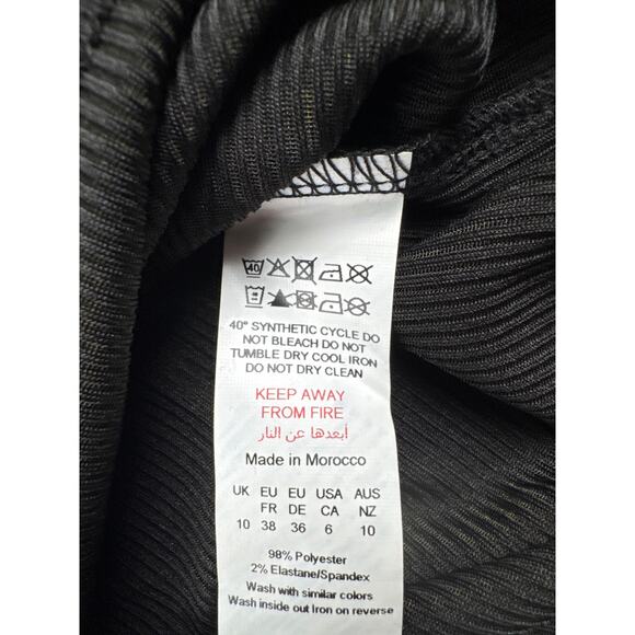 Pretty Little Thing Black Ribbed Halterneck Tie Back Bodycon Dress Size 10 NWT - Picture 8 of 9